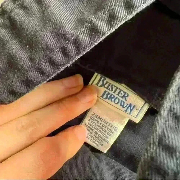 Vintage 100% cotton bear embroidered overalls 24 months bibs toddler infant boy - Picture 3 of 6